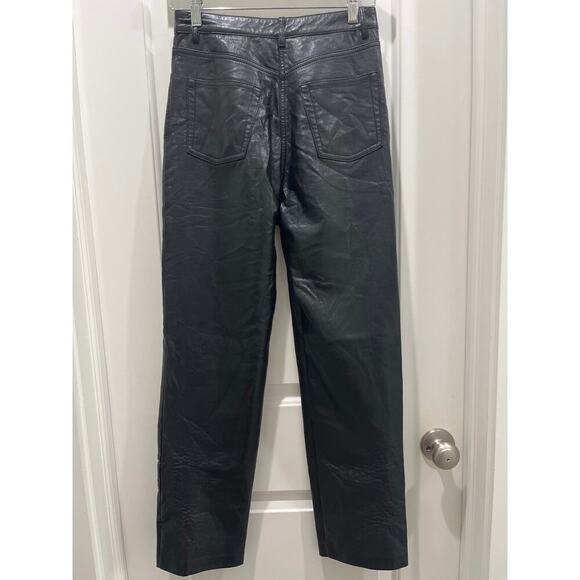 Aritzia Wilfred Melina Vegan Leather Black Straight Leg Pants Sz 4 - Picture 6 of 9